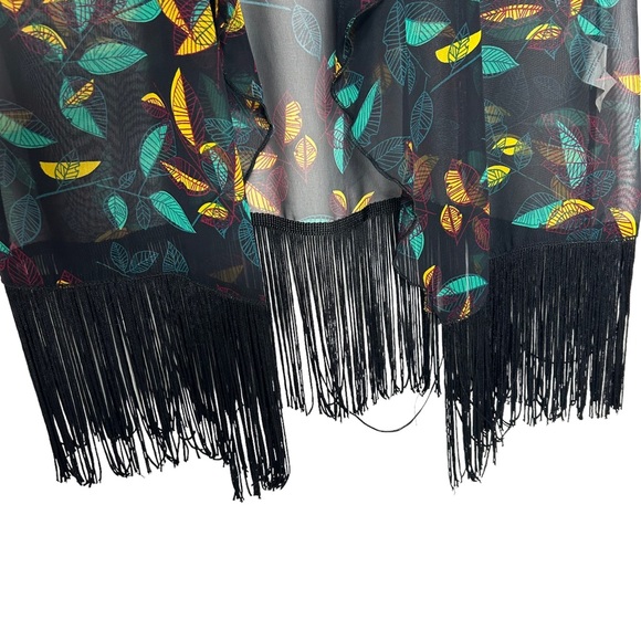 NWT LuLaRoe Printed Fringe Monroe Kimono small - Picture 3 of 6